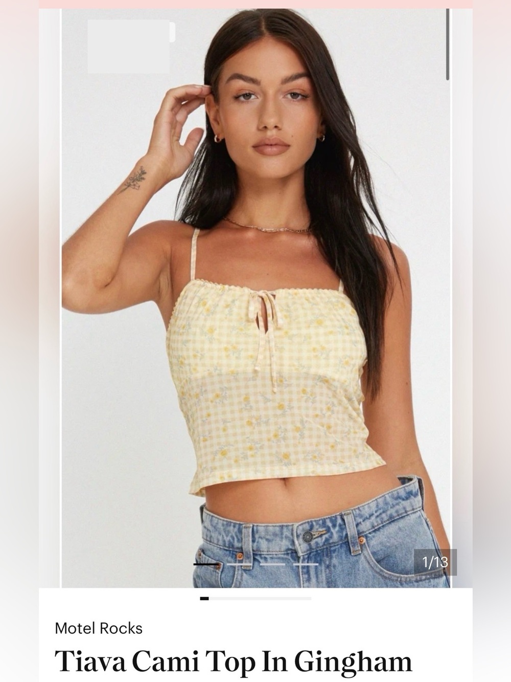 Tiava Cami Top In Gingham Floral Yellow, M